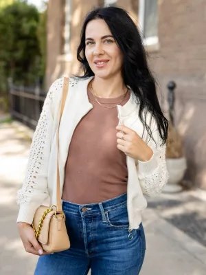 DEX Crochet Sleeve Sweater Bomber