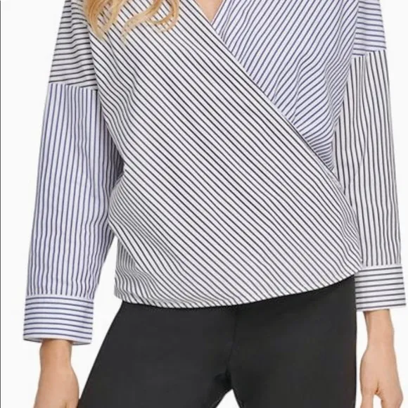 DKNY Women’s Striped  Long Sleeve Shirt  Multi Sz.
