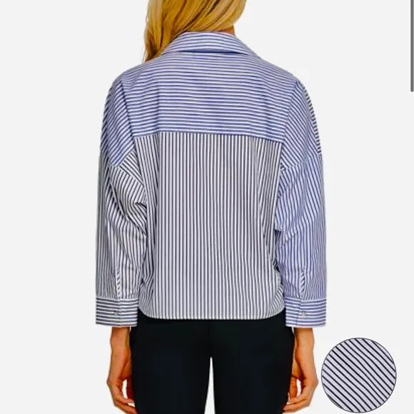 DKNY Women’s Striped  Long Sleeve Shirt  Multi Sz.