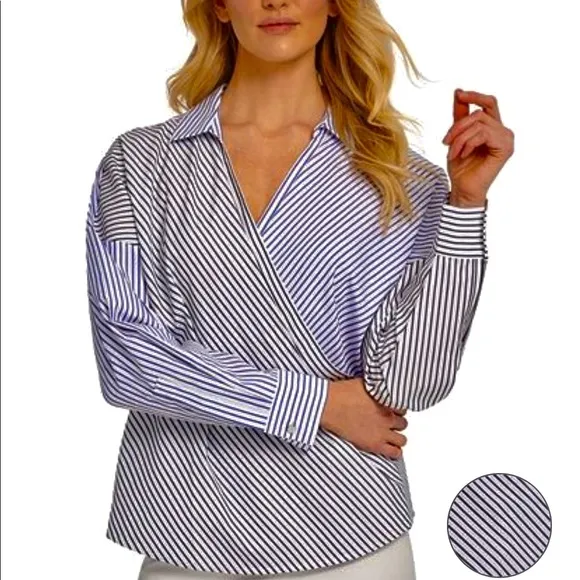DKNY Women’s Striped  Long Sleeve Shirt  Multi Sz.