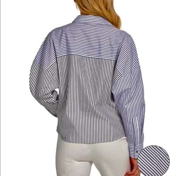 DKNY Women’s Striped  Long Sleeve Shirt  Multi Sz.
