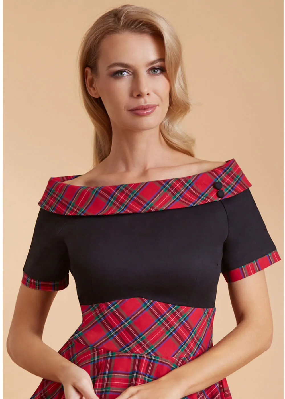 Dolly & Dotty Darlene Tartan 50's Swing Dress Red