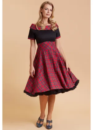 Dolly & Dotty Darlene Tartan 50's Swing Dress Red
