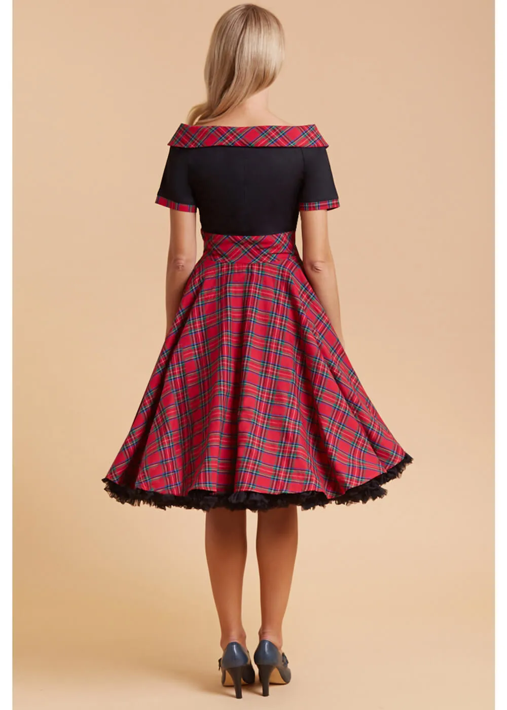Dolly & Dotty Darlene Tartan 50's Swing Dress Red