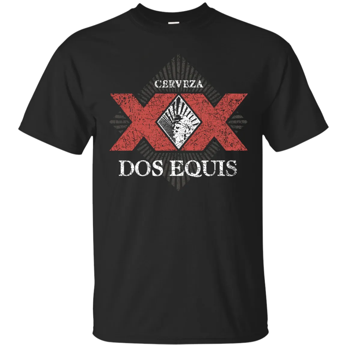 Dos Equis XX Lager Beer T-Shirt Custom Designed Worn Label Pattern