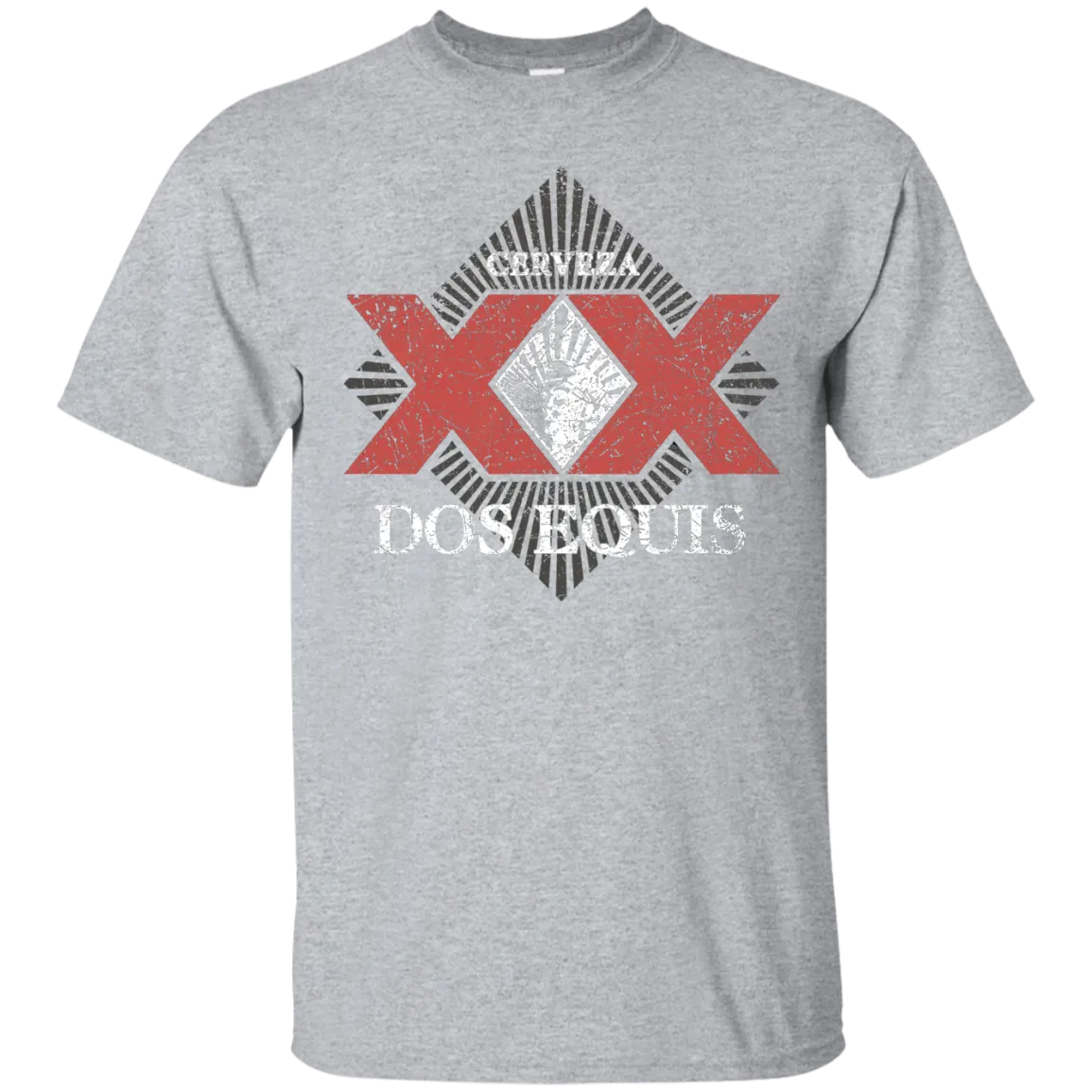 Dos Equis XX Lager Beer T-Shirt Custom Designed Worn Label Pattern