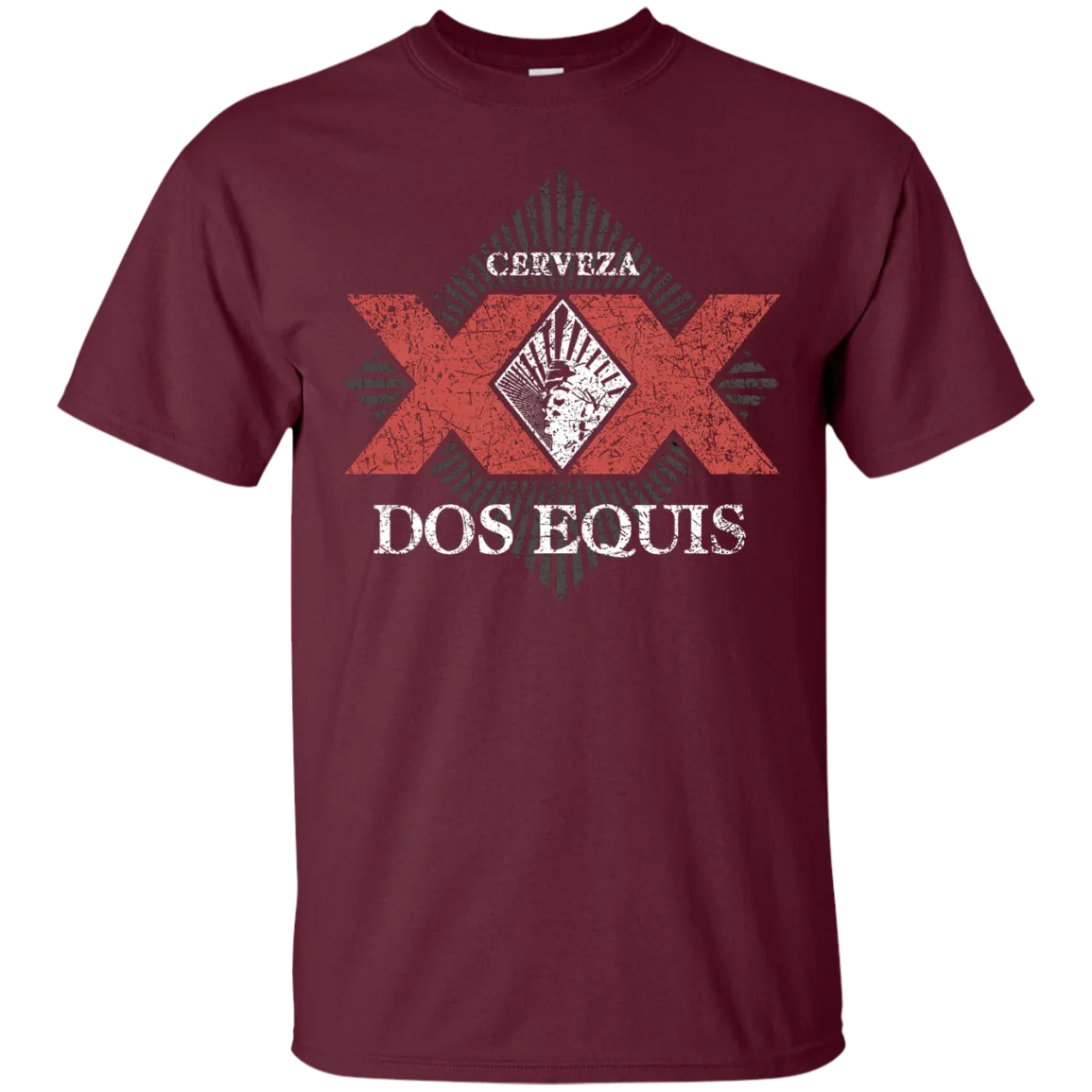 Dos Equis XX Lager Beer T-Shirt Custom Designed Worn Label Pattern