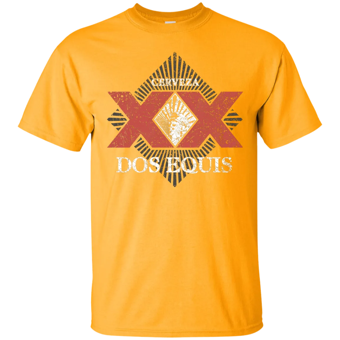 Dos Equis XX Lager Beer T-Shirt Custom Designed Worn Label Pattern