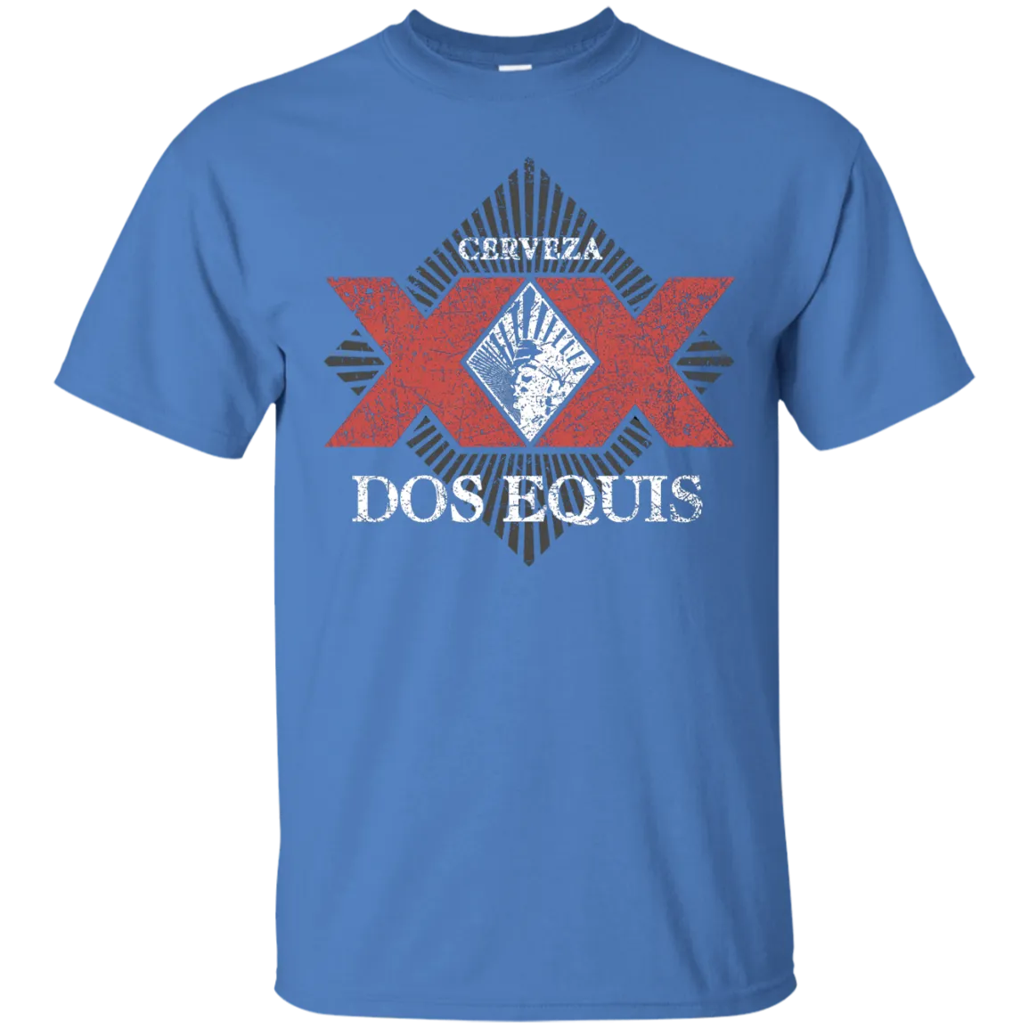 Dos Equis XX Lager Beer T-Shirt Custom Designed Worn Label Pattern