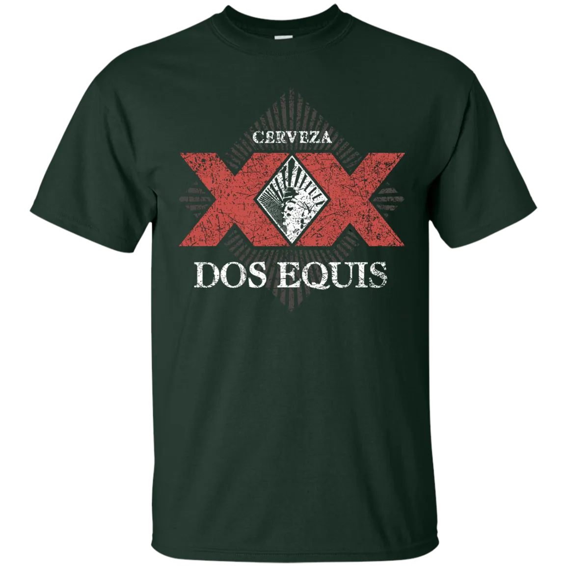 Dos Equis XX Lager Beer T-Shirt Custom Designed Worn Label Pattern