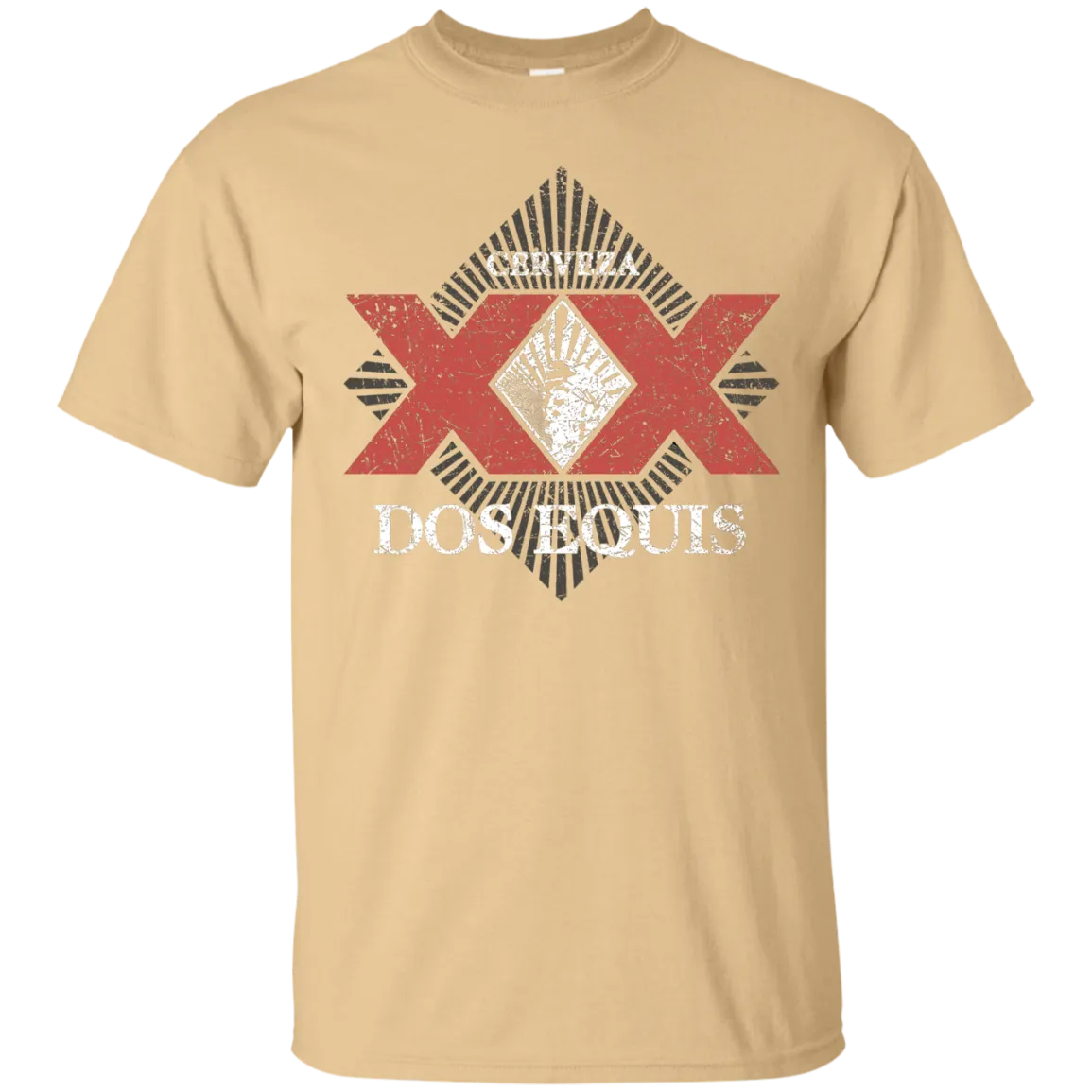Dos Equis XX Lager Beer T-Shirt Custom Designed Worn Label Pattern