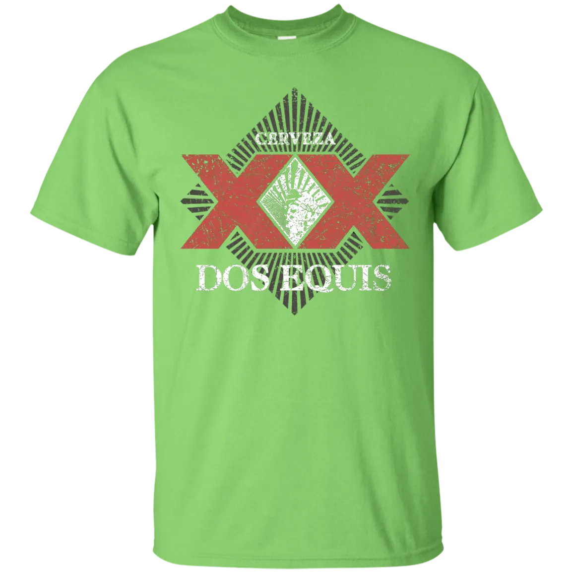 Dos Equis XX Lager Beer T-Shirt Custom Designed Worn Label Pattern