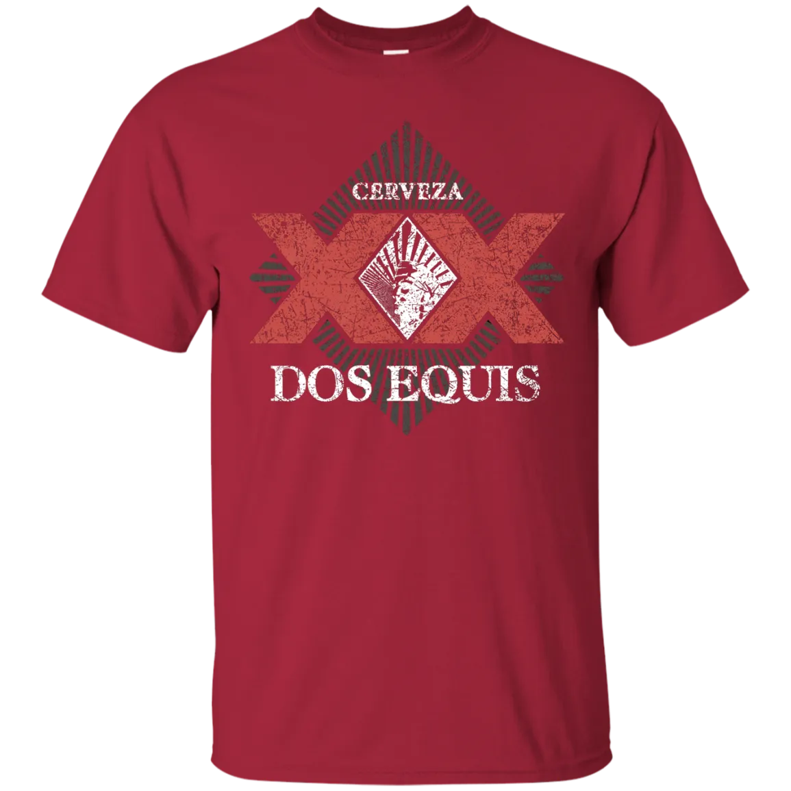 Dos Equis XX Lager Beer T-Shirt Custom Designed Worn Label Pattern