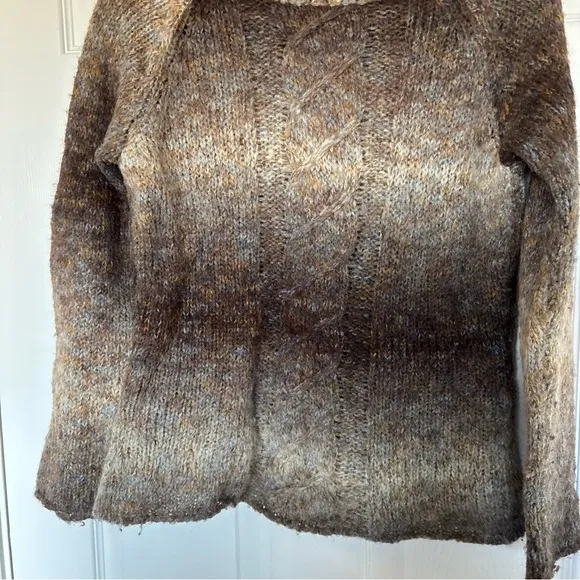 Elisabetta Collection Ombre Cable Knit Brown Tan Turtle Neck Sweater Size Small