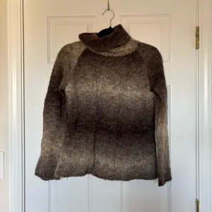 Elisabetta Collection Ombre Cable Knit Brown Tan Turtle Neck Sweater Size Small