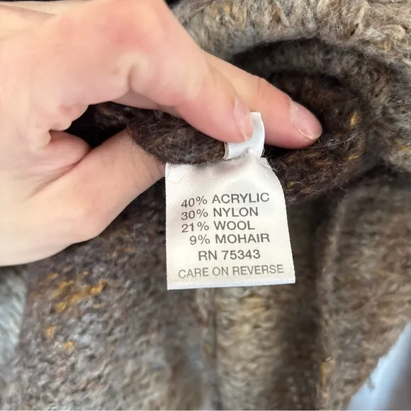 Elisabetta Collection Ombre Cable Knit Brown Tan Turtle Neck Sweater Size Small