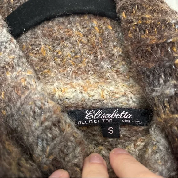 Elisabetta Collection Ombre Cable Knit Brown Tan Turtle Neck Sweater Size Small