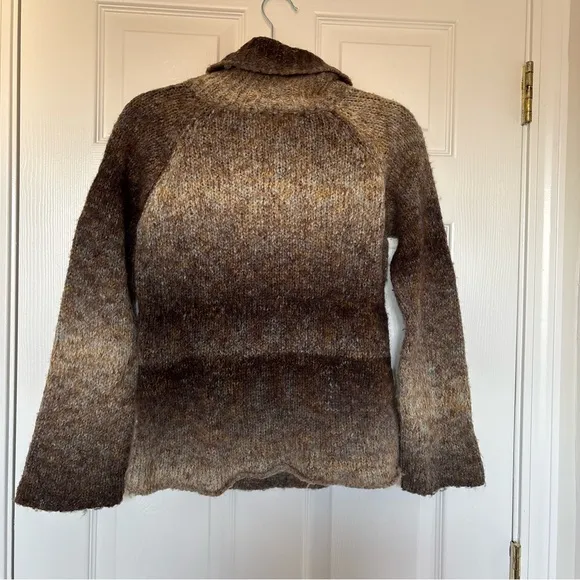 Elisabetta Collection Ombre Cable Knit Brown Tan Turtle Neck Sweater Size Small