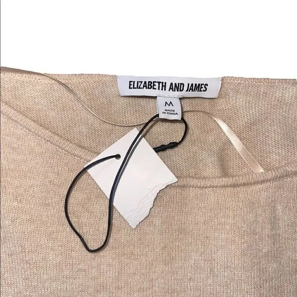 Elizabeth &amp; James Freja Wool-Blend Flutter-Sleeve Sweater in Champagne