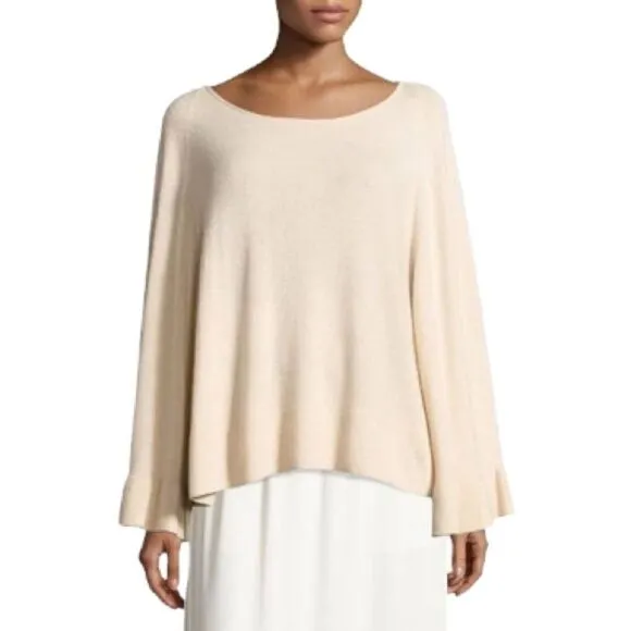 Elizabeth &amp; James Freja Wool-Blend Flutter-Sleeve Sweater in Champagne