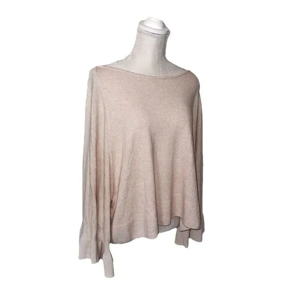 Elizabeth &amp; James Freja Wool-Blend Flutter-Sleeve Sweater in Champagne