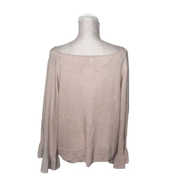 Elizabeth &amp; James Freja Wool-Blend Flutter-Sleeve Sweater in Champagne