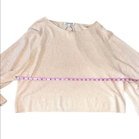 Elizabeth &amp; James Freja Wool-Blend Flutter-Sleeve Sweater in Champagne