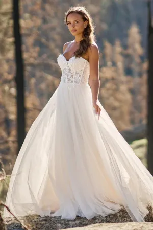 Ella Rosa Size 12 BE656 Champ/Nude/Silver Gown