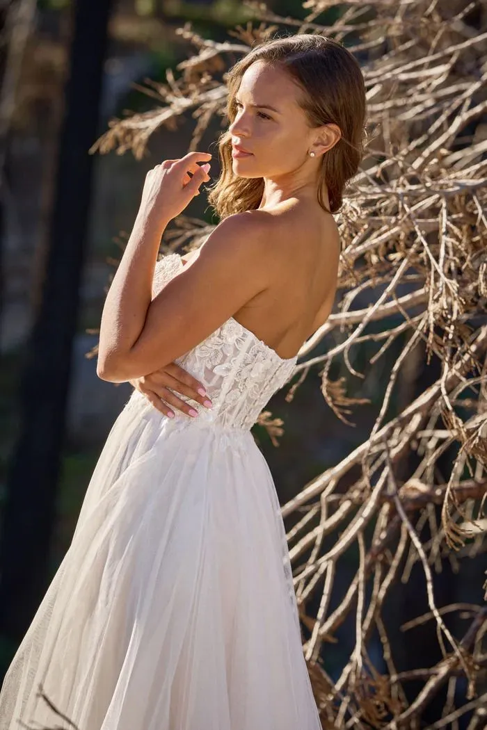 Ella Rosa Size 12 BE656 Champ/Nude/Silver Gown