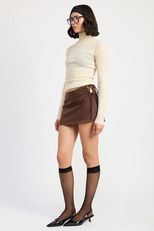 Emory Park MINI LOW WAISTED SKIRT WITH RIBBON TIES