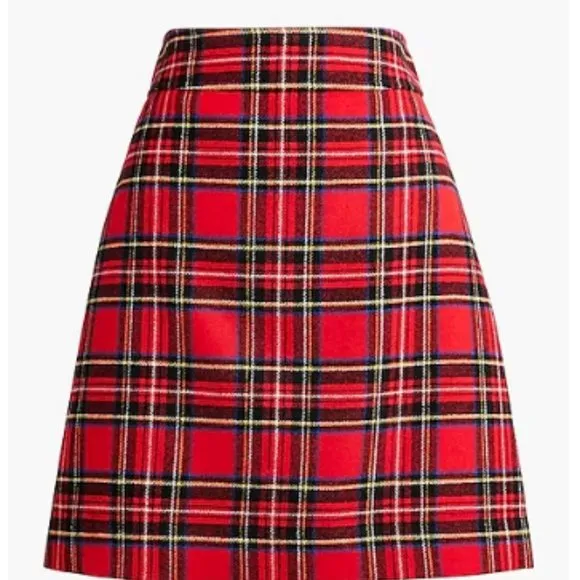 EUC J.Crew Red Tartan A-line skirt