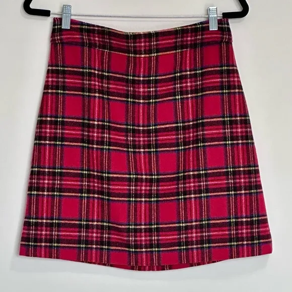 EUC J.Crew Red Tartan A-line skirt
