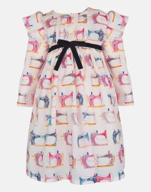 Eugenie: Sewing print dress & headband