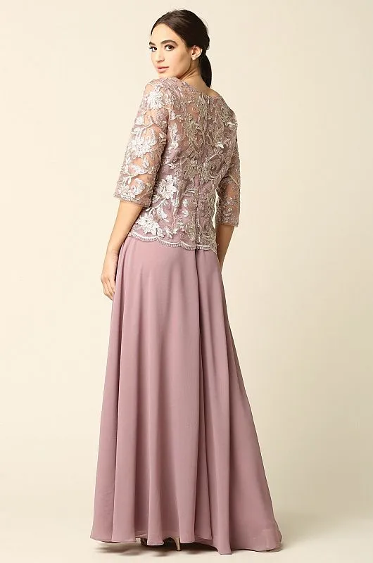 Eva Size 2X 3377 Mauve Mother of Bride Dress