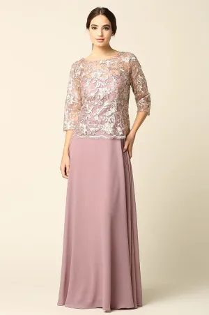 Eva Size 2X 3377 Mauve Mother of Bride Dress