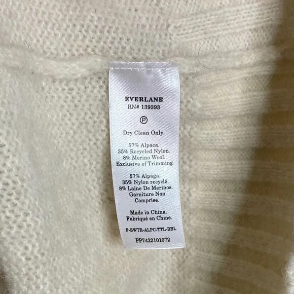 Everlane The Alpaca Pompom Sweater in Snow
