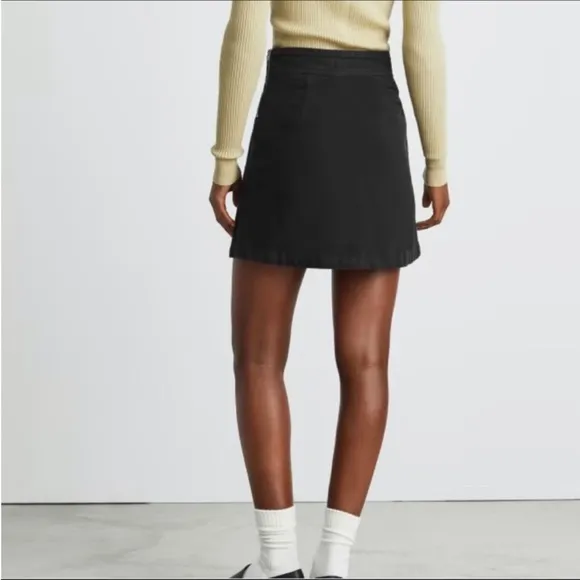Everlane The Moleskin High Rise Velvety Mini Skirt Black Size 8