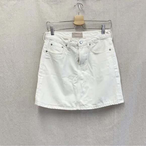 Everlane white non stretch denim a line mini skirt 100% cotton size 28
