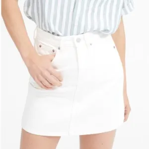 Everlane white non stretch denim a line mini skirt 100% cotton size 28