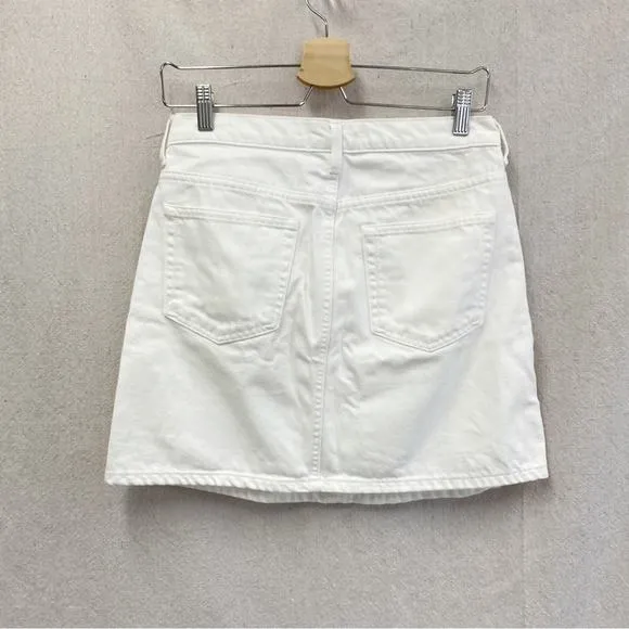 Everlane white non stretch denim a line mini skirt 100% cotton size 28