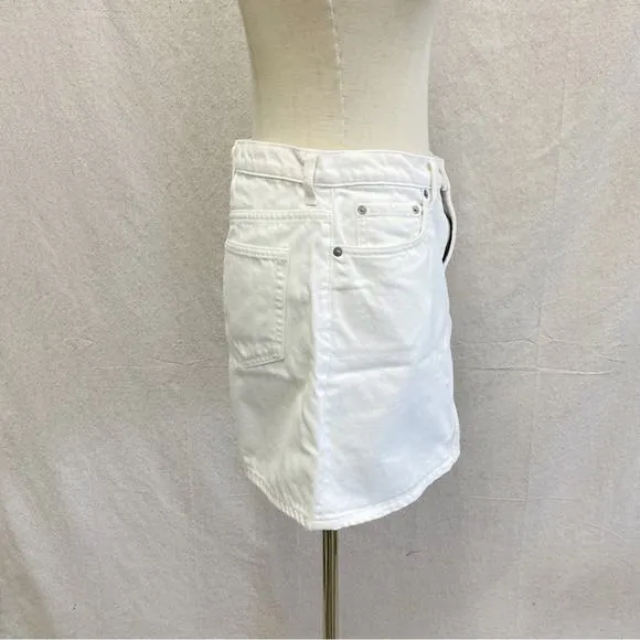 Everlane white non stretch denim a line mini skirt 100% cotton size 28