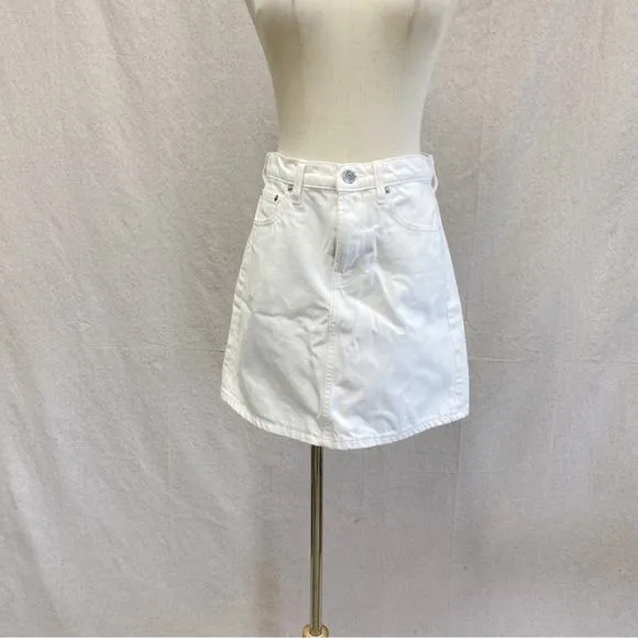 Everlane white non stretch denim a line mini skirt 100% cotton size 28