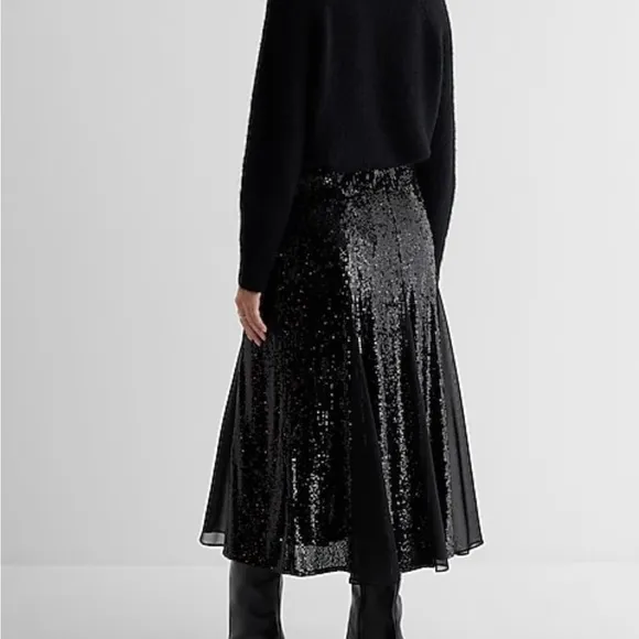 Express High waisted Sequin skirt pleated
