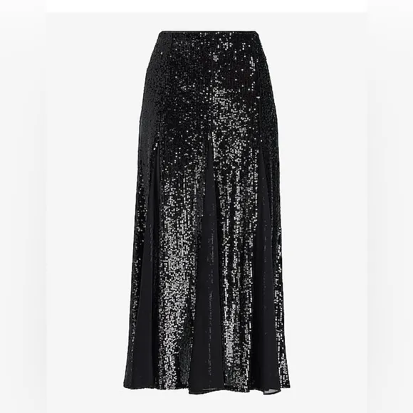 Express High waisted Sequin skirt pleated