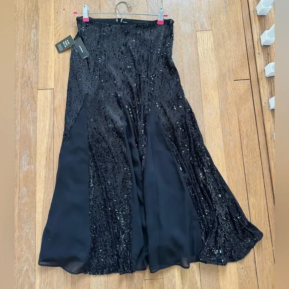 Express High waisted Sequin skirt pleated