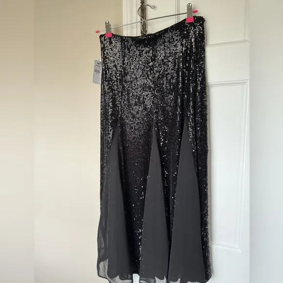 Express High waisted Sequin skirt pleated