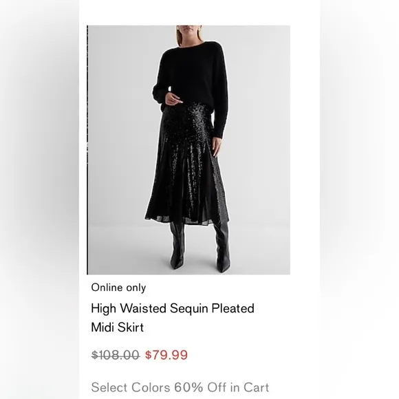 Express High waisted Sequin skirt pleated