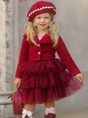 Fairy Flutter Red Jacket and Tutu Skirt Set