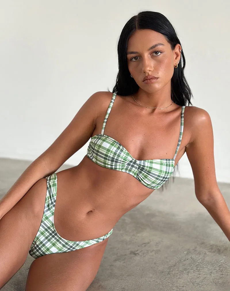 Farida Bikini Bottom in Green Tartan