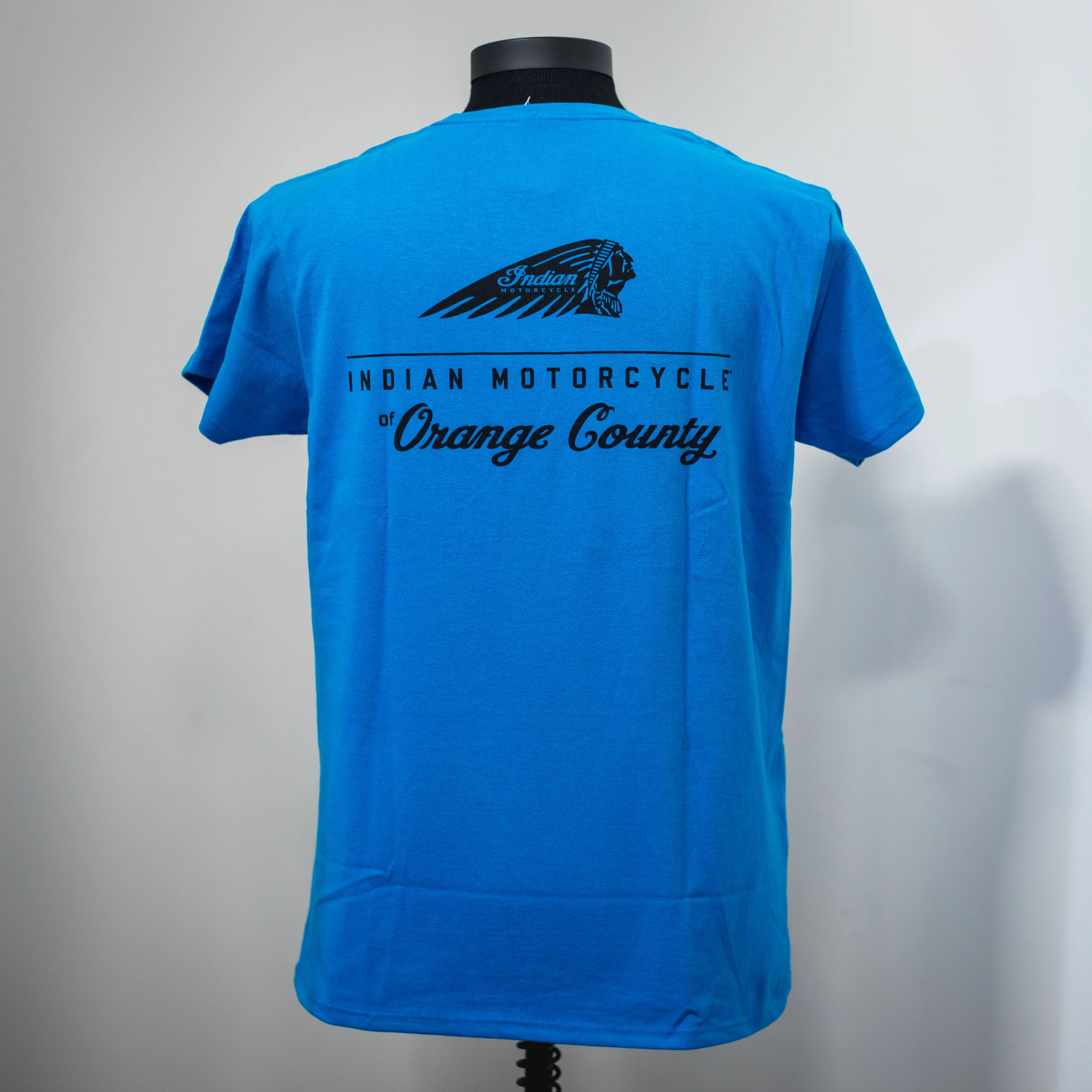FEMALE BLACK LEGENDARY LOGO, TEAL INDIAN MOTORCYCLE OF OC DEALER TEE